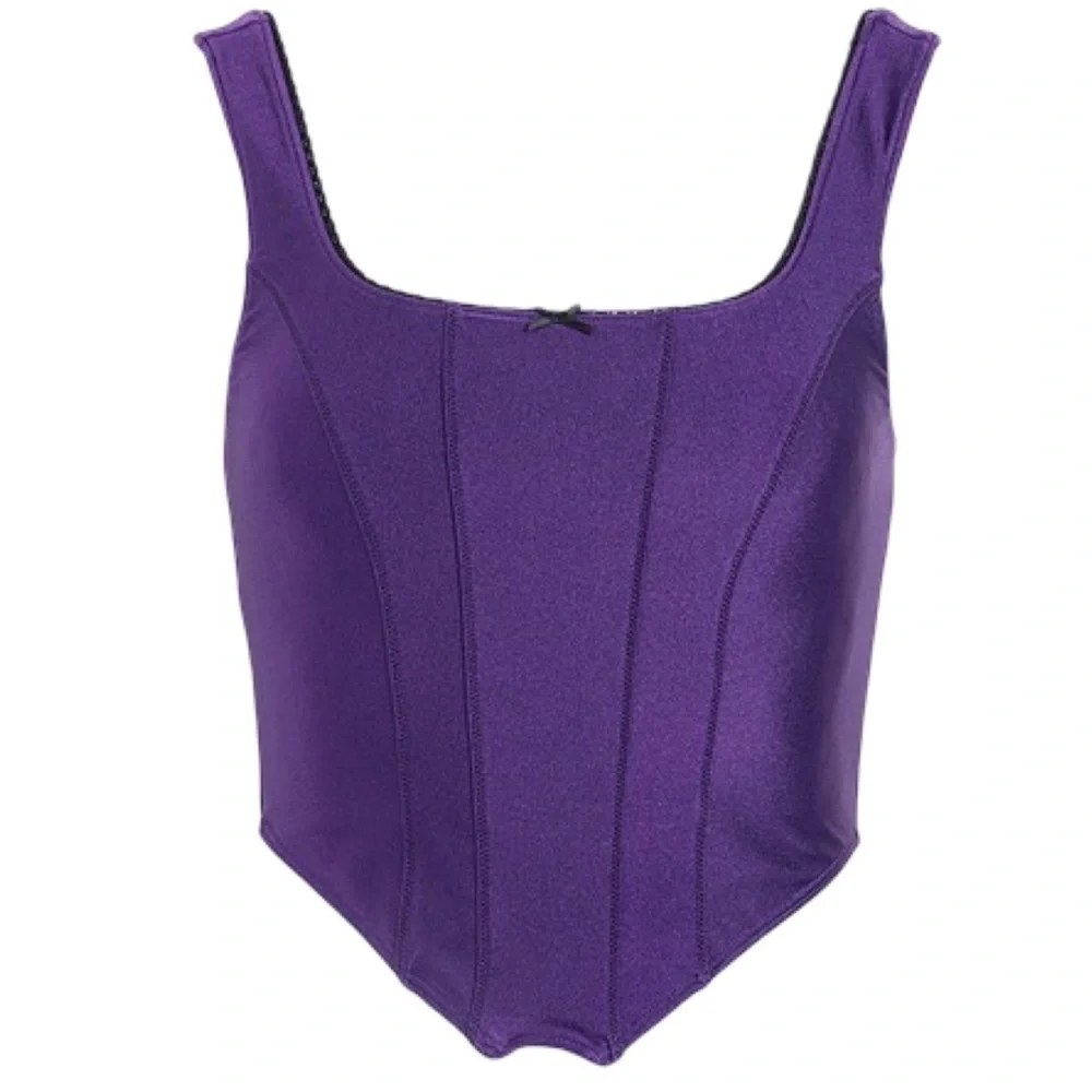 Frankie’s Bikinis Purple Corset Top Womens Size XS Victoria Shine Crop Top